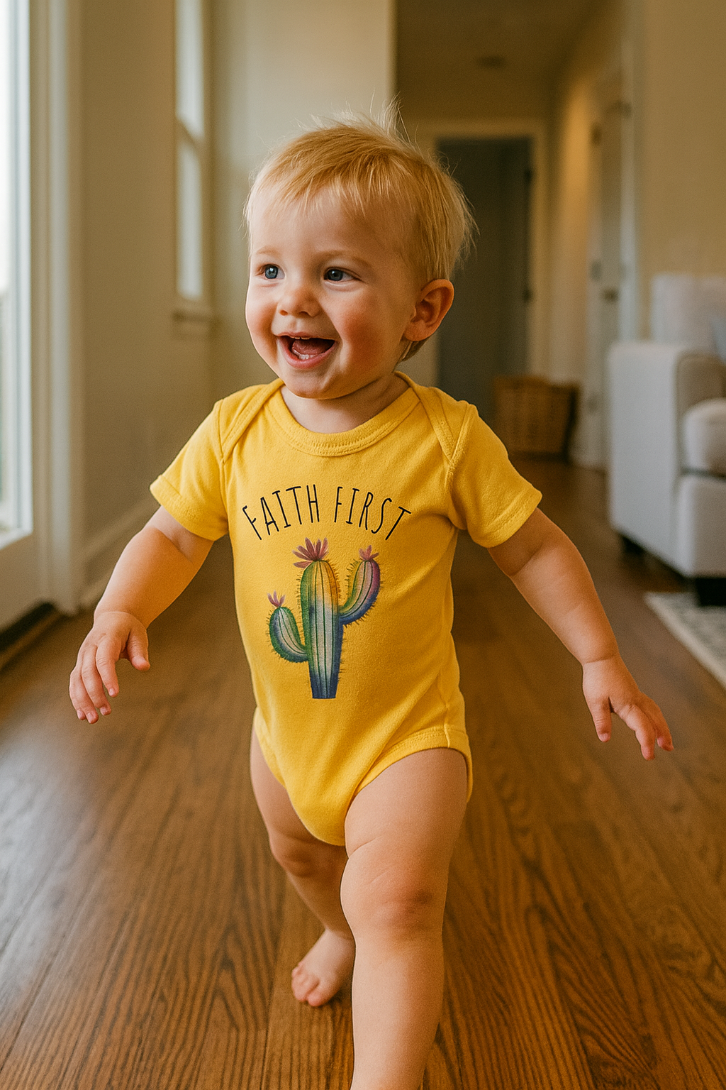 Faith First Baby Onesie- Rust & Redemption Collection
