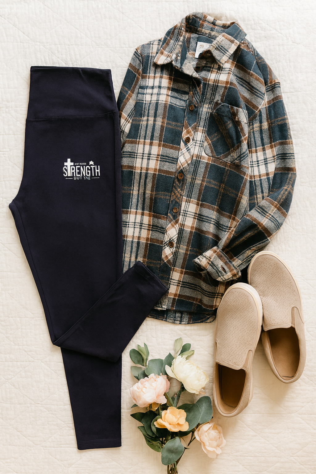 ✝️ Not by my strength but HIS Leggings- Rust & Redemption Collection