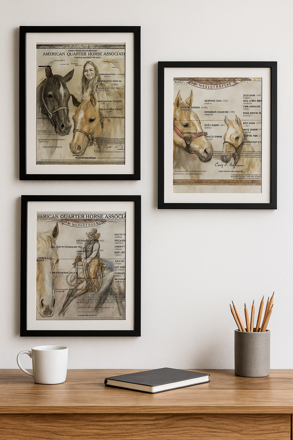 Custom Hand-Painted Horse Papers by Cat Davenport