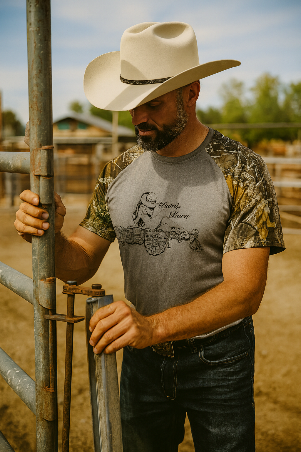 Battle Born Camo Mens shirt- Cat Davenport Collection