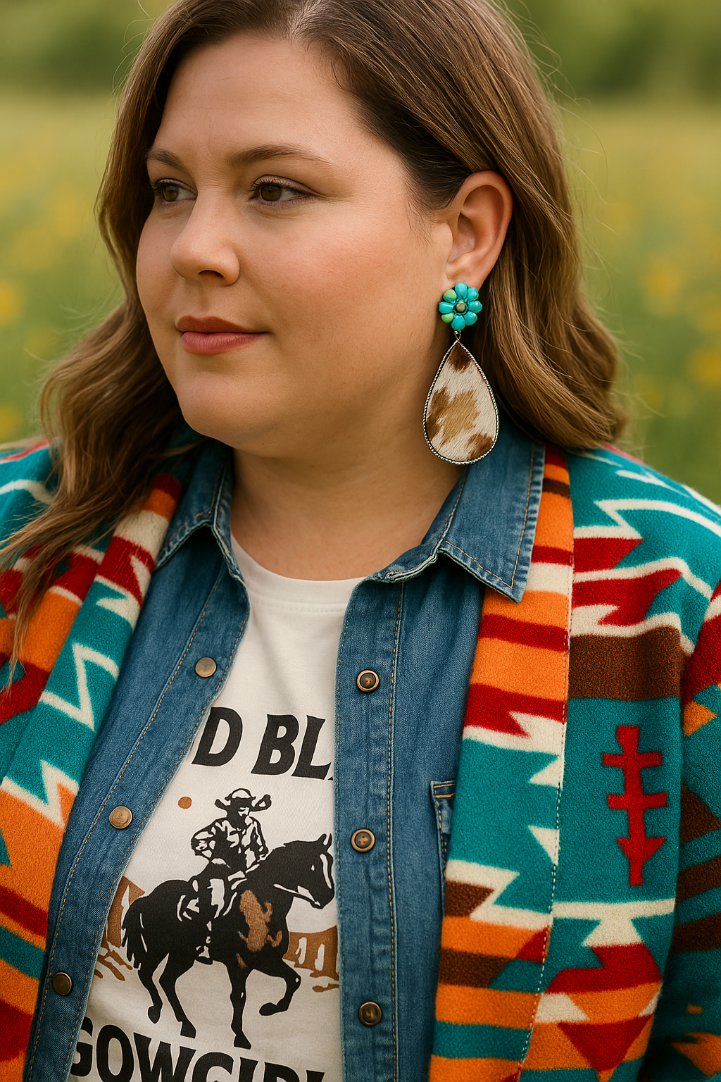 Western Turquoise Teardrop Earrings- Rust & Redemption Collection