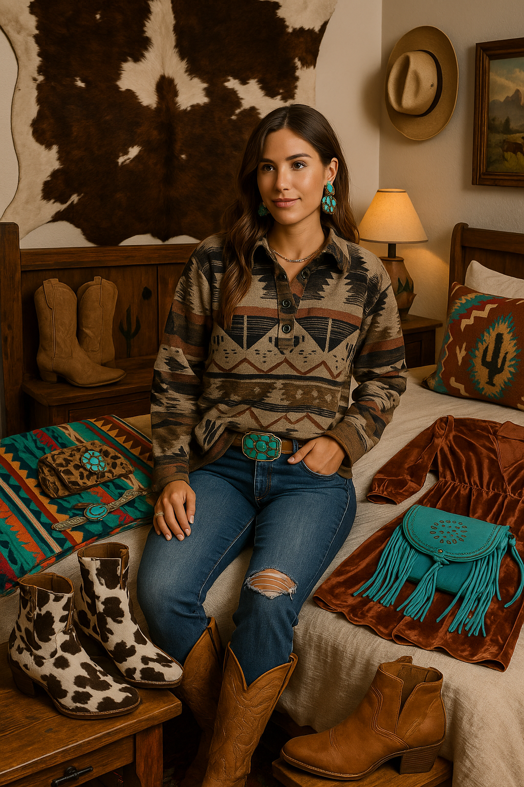 Western Desert Aztec Pullover - Rust & Redemption Collection