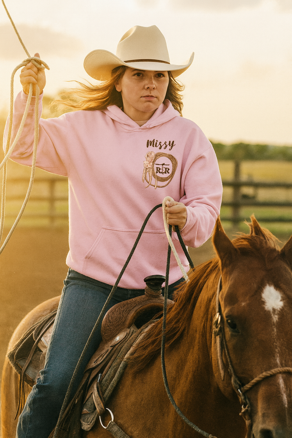 Personalized Roping Hoodie – Custom Name “R&R” Western Rodeo Sweatshirt | Rust & Redemption Collection