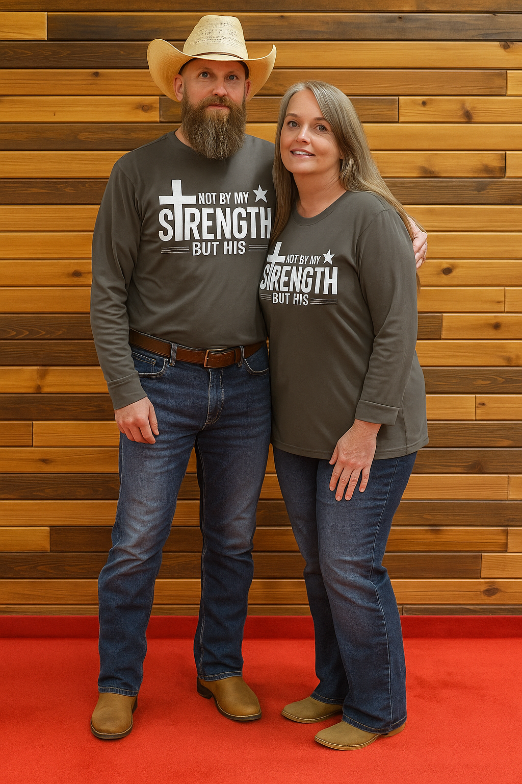 Not by my strength but HIS Long sleeve Tee  - Rust & Redemption Collection