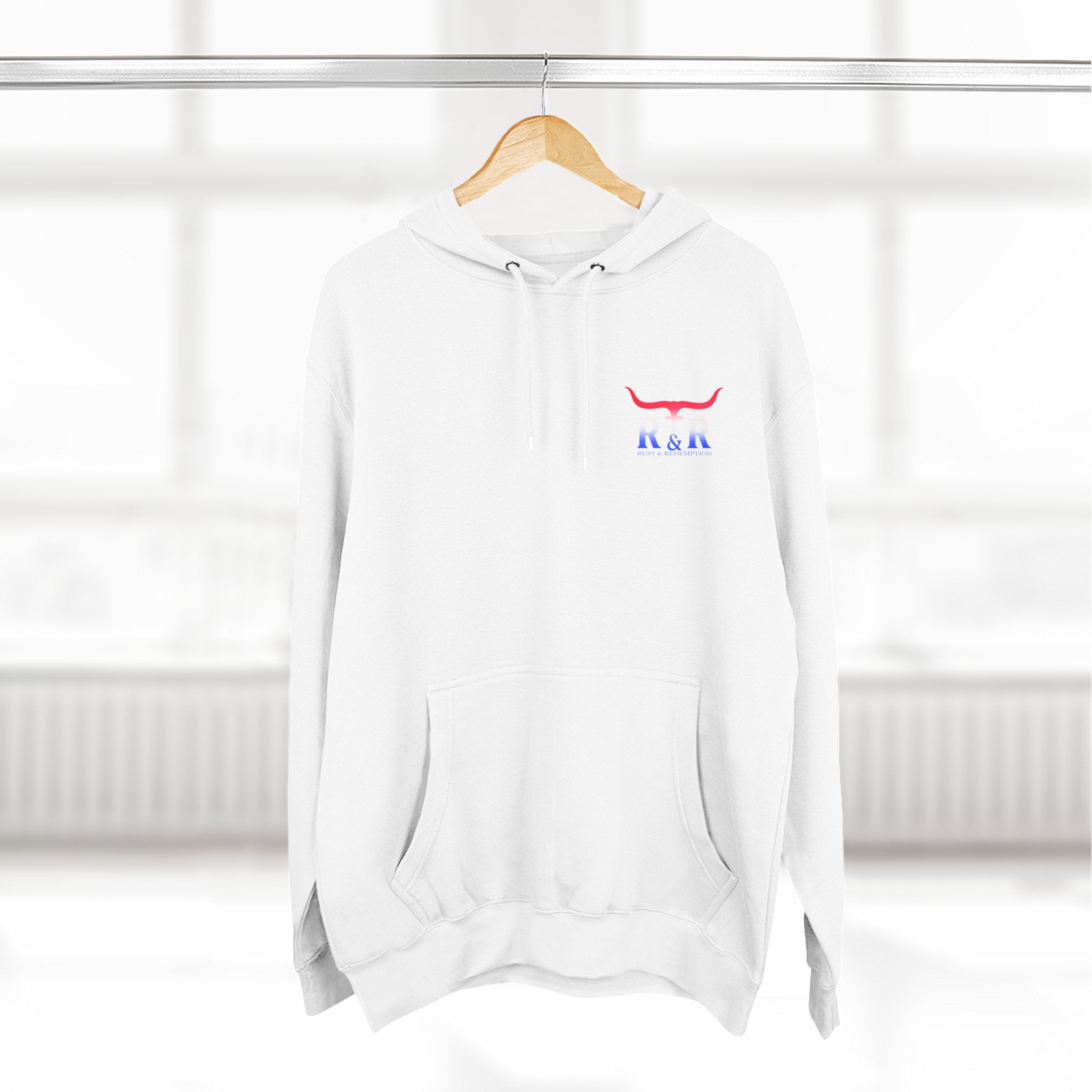 Patriotic Cross Hoodie — "Stand for the Flag, Kneel for the Cross" Fleece Pullover