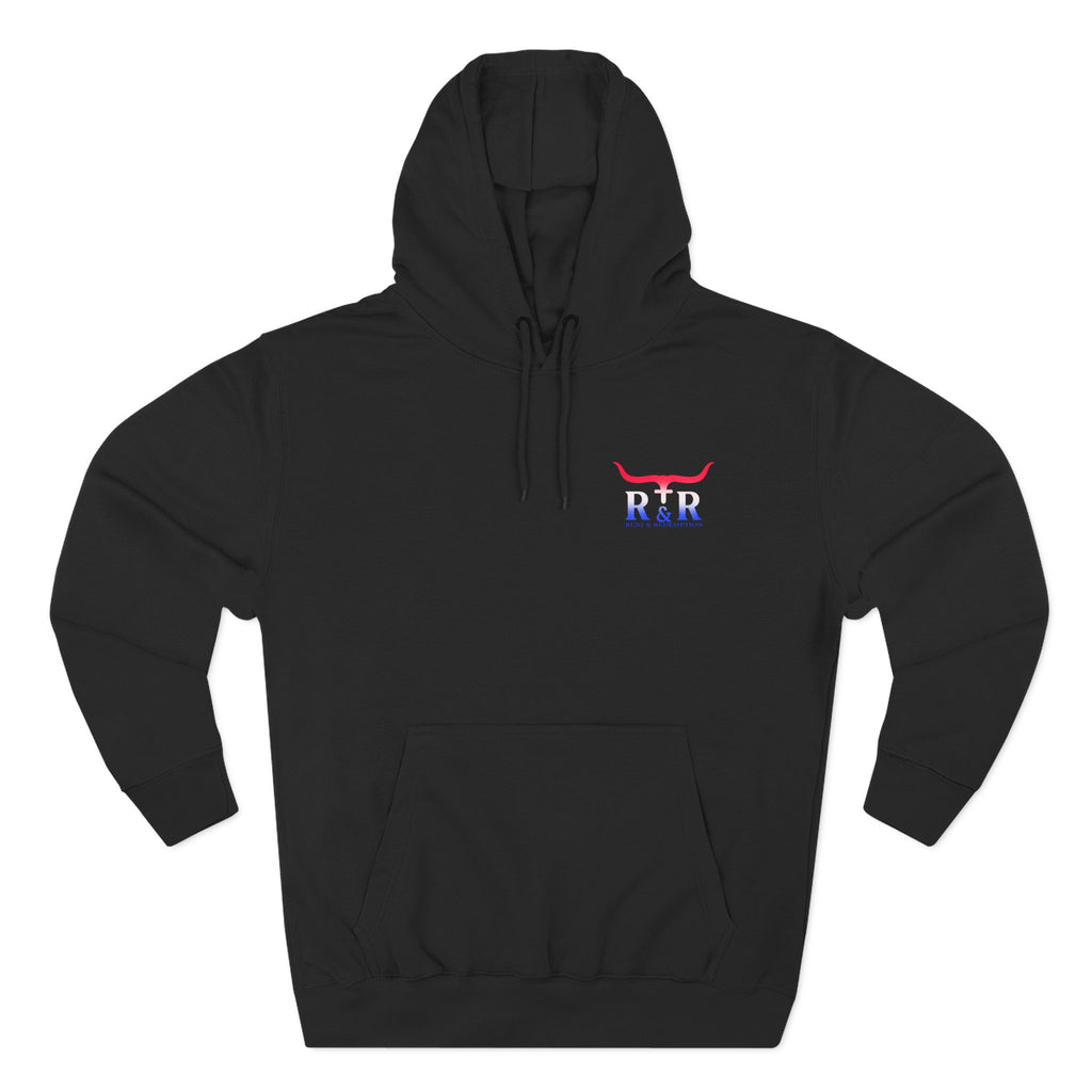 Patriotic Cross Hoodie — "Stand for the Flag, Kneel for the Cross" Fleece Pullover