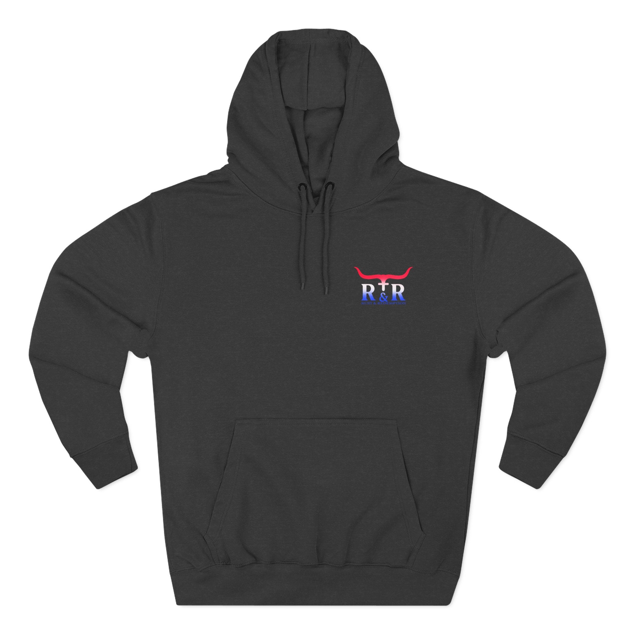 Patriotic Cross Hoodie — "Stand for the Flag, Kneel for the Cross" Fleece Pullover