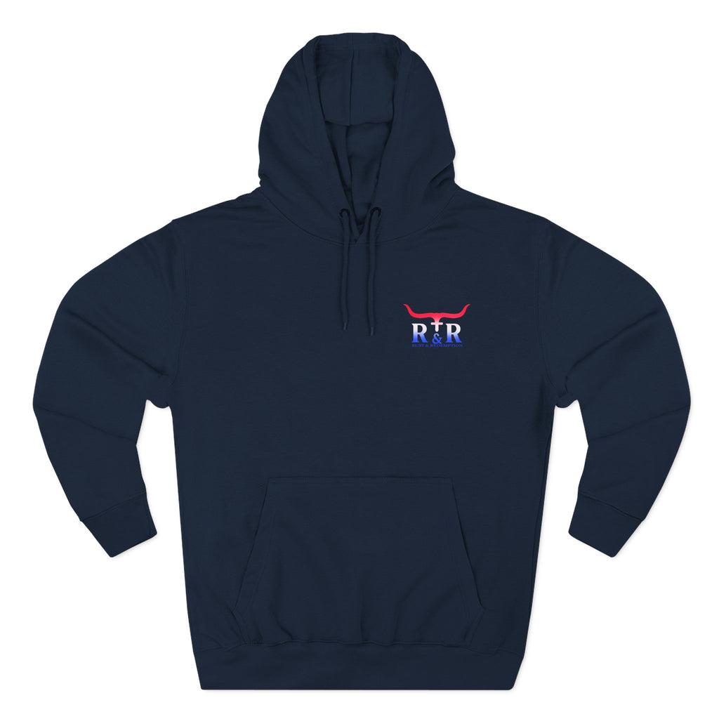 Patriotic Cross Hoodie — "Stand for the Flag, Kneel for the Cross" Fleece Pullover