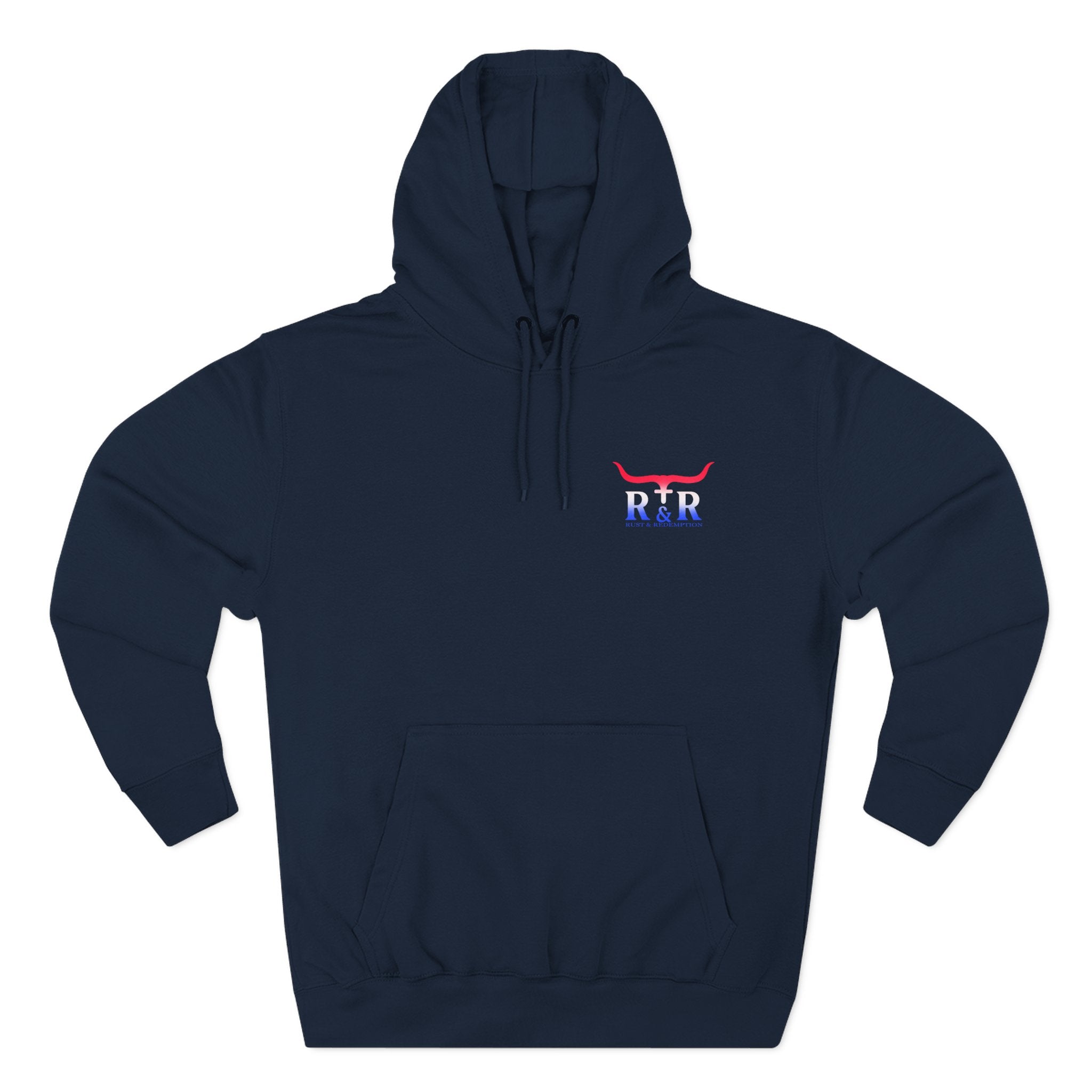 Patriotic Cross Hoodie — "Stand for the Flag, Kneel for the Cross" Fleece Pullover