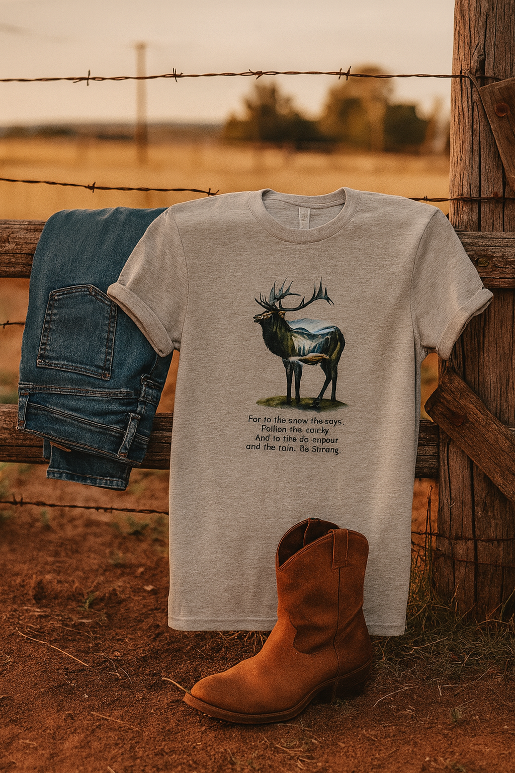 Be Strong Elk Tee- Rust & Redemption collection