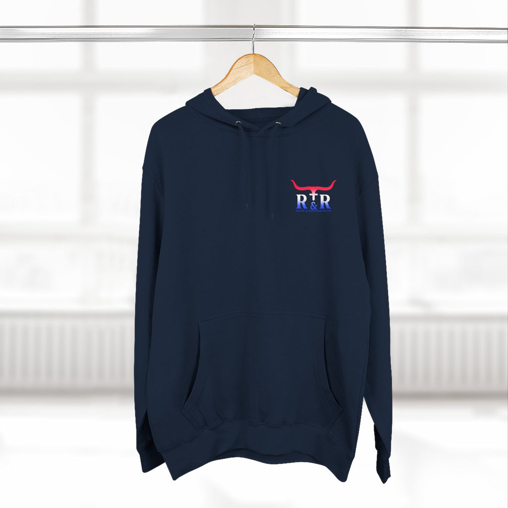 Patriotic Cross Hoodie — "Stand for the Flag, Kneel for the Cross" Fleece Pullover