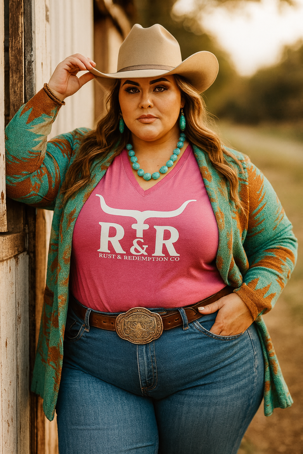 V Neck Faith family friends-🐂 Rust & Redemption Collection