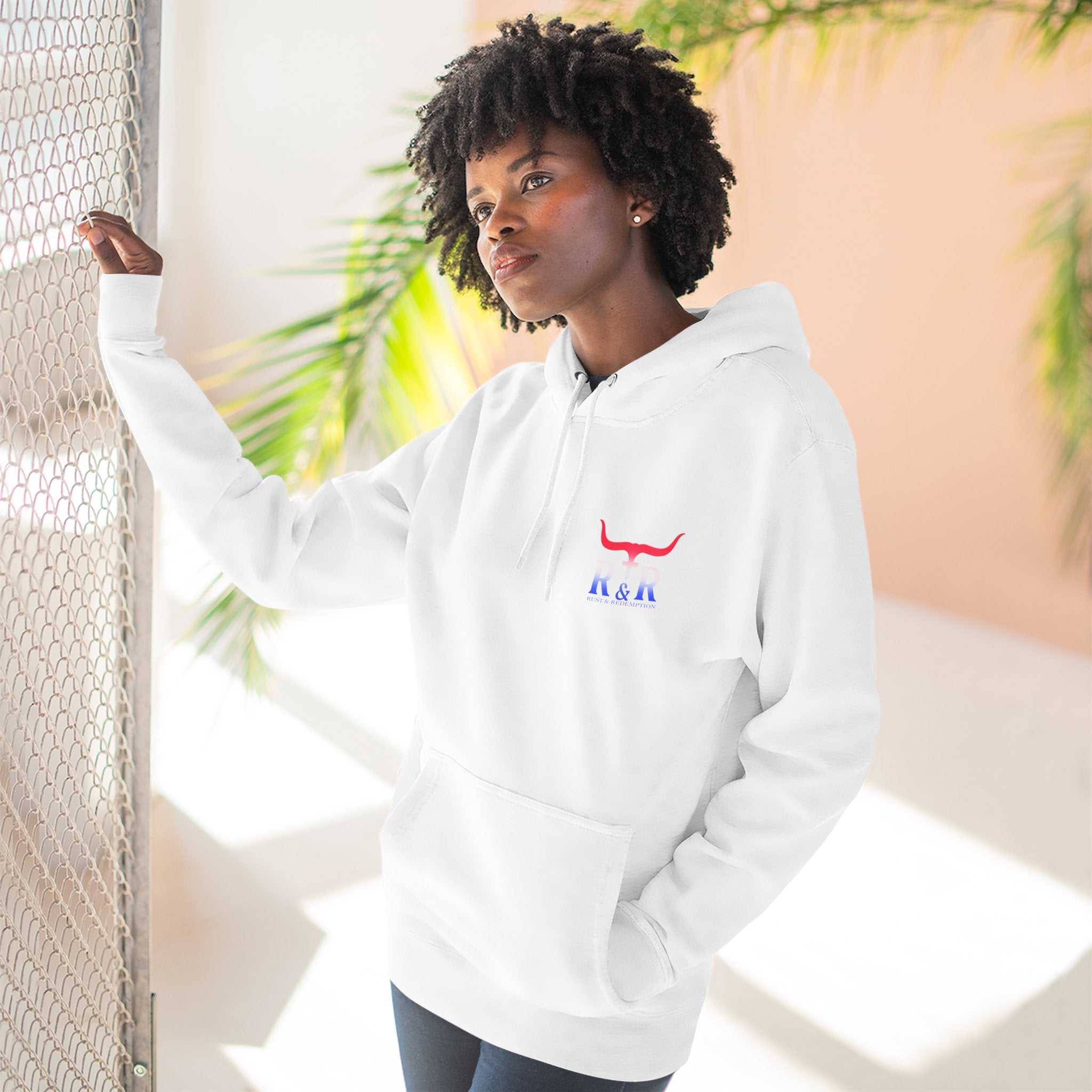 Patriotic Cross Hoodie — "Stand for the Flag, Kneel for the Cross" Fleece Pullover