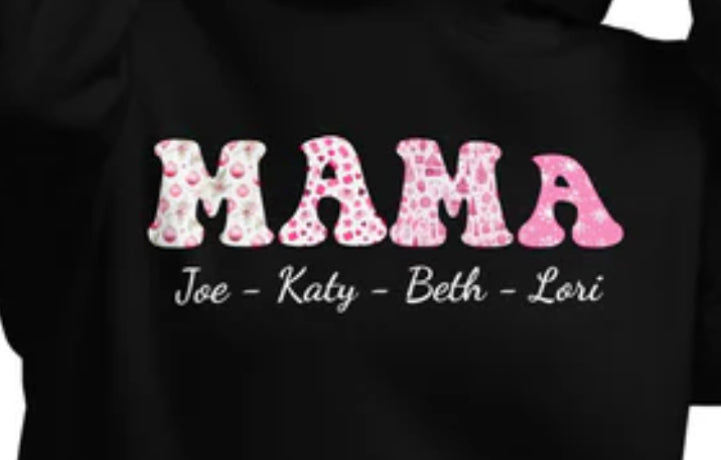 Personalized Mama Hoodie BLACK  – Custom Name Mother’s Sweatshirt | Rust in Redemption