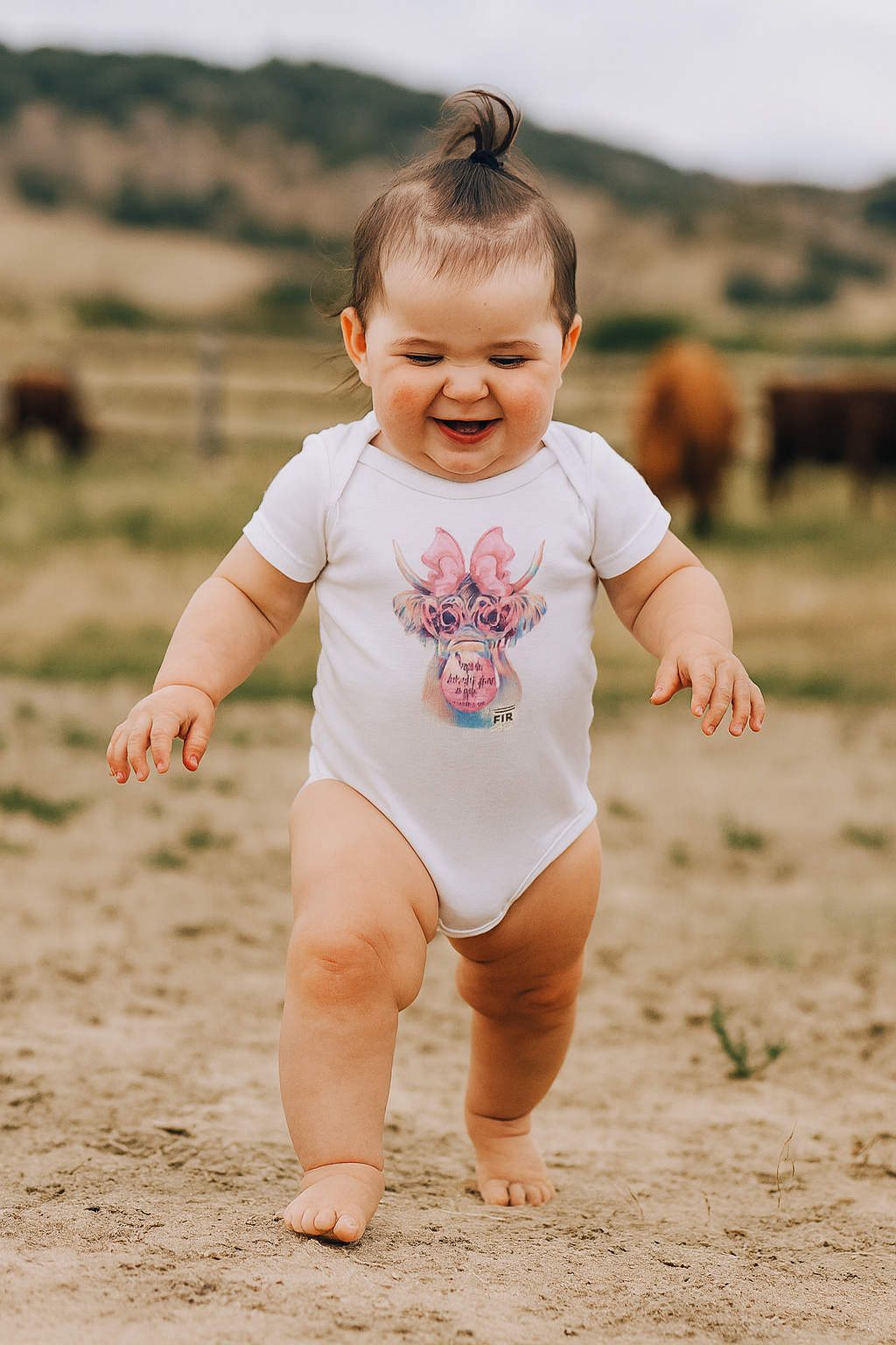Sleepy Cow Baby Onesie- Rust & Redemption Collection