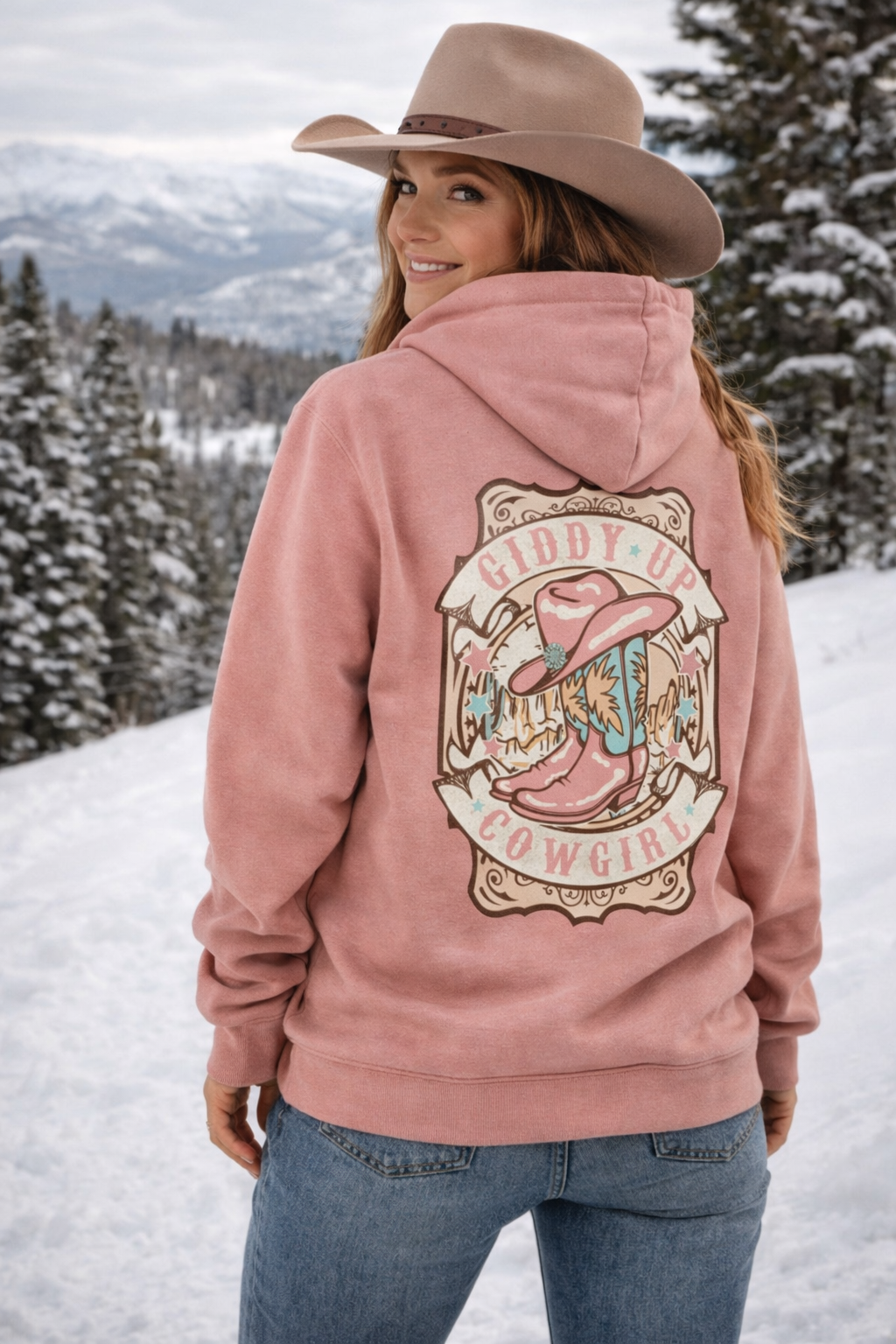 Giddy Up Cowgirl Hoodie – Vintage Western Cowgirl Hoodie | Rust & Redemption- New