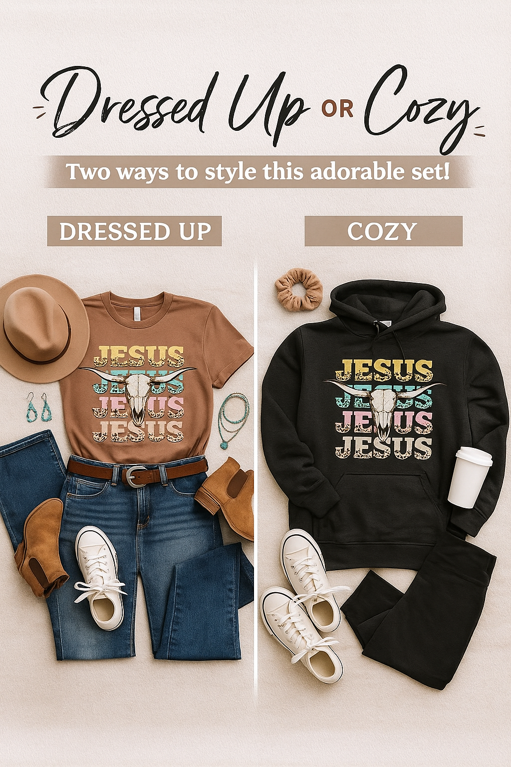 NEW Rustic JESUS Longhorn Graphic Tee - Rust & Redemption Collection