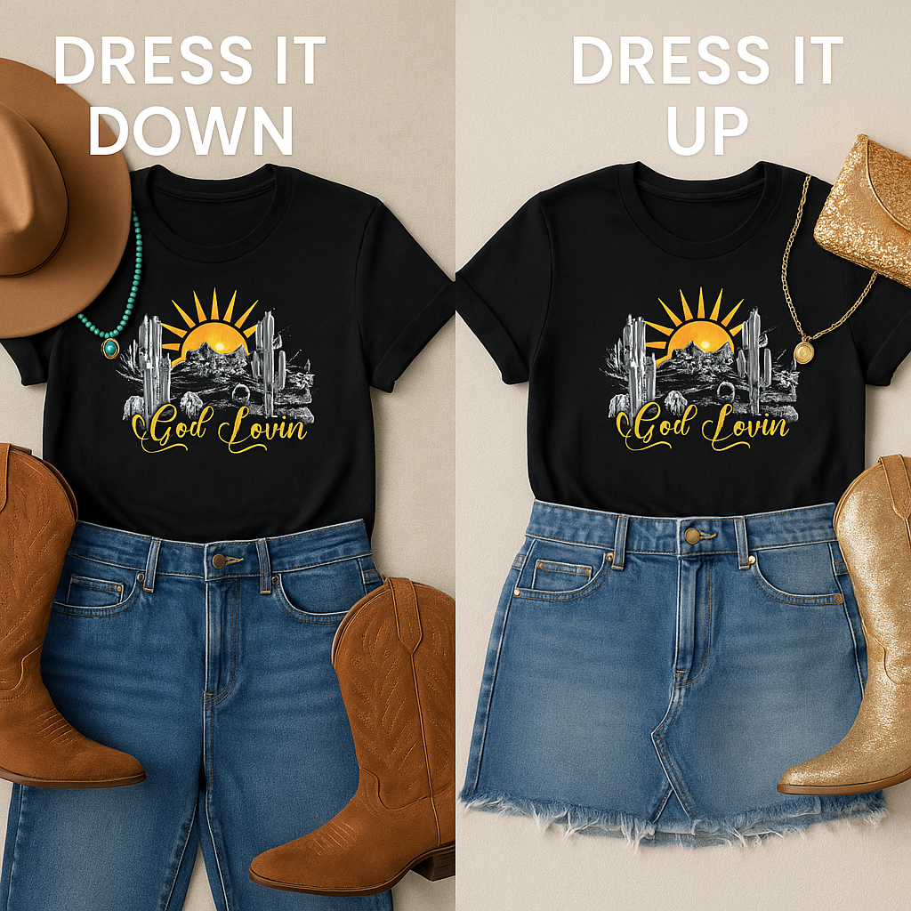 New God Lovin  Sunflower Unisex Tee – Western Graphic Tee – Rust & Redemption Collection
