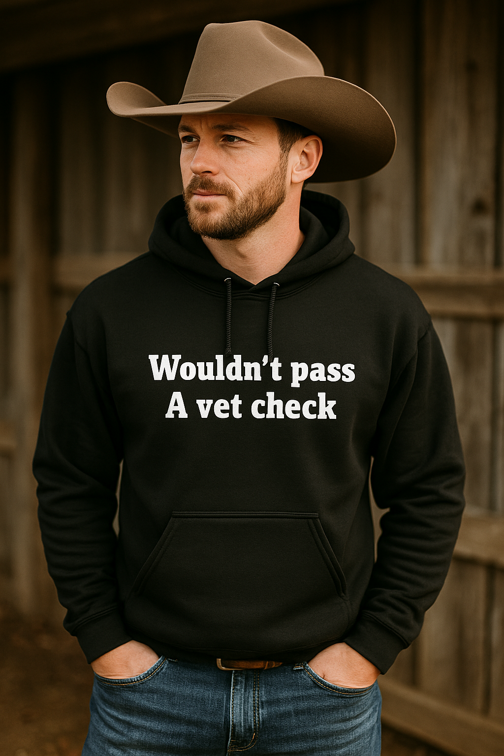 NEW Wouldn’t Pass a Vet Check Hoodie – Western Ranch Humor Sweatshirt | Rust and Redemption collection