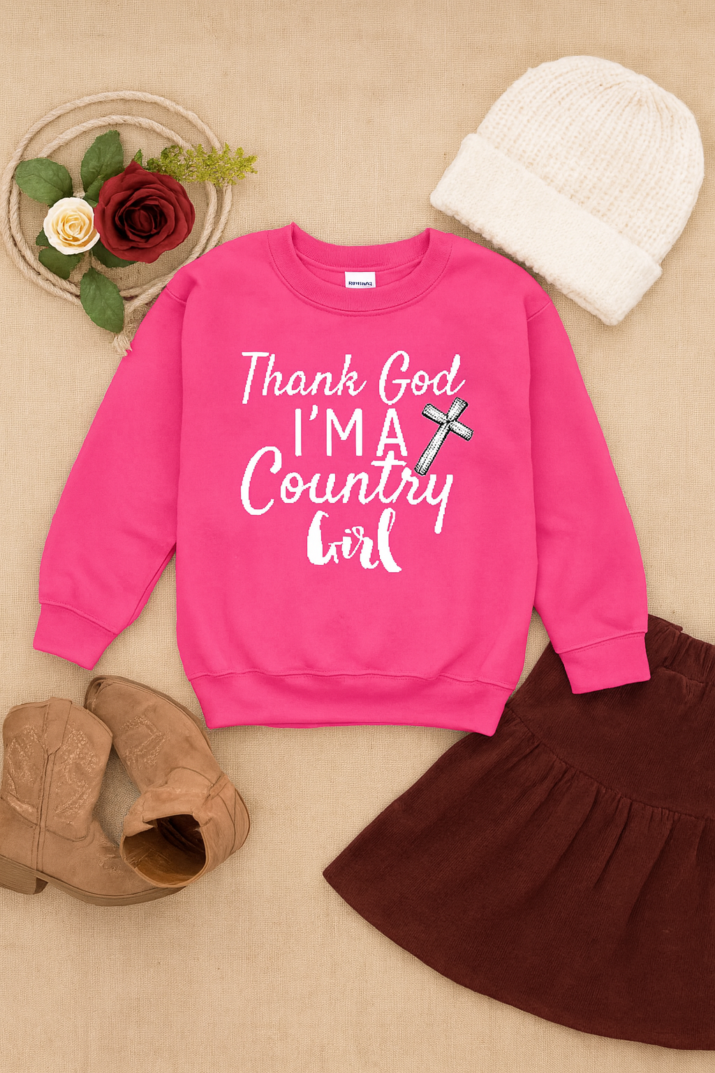 Thank God I’m a Country Girl - Kids Sweatshirt - Rust & Redemption Collection