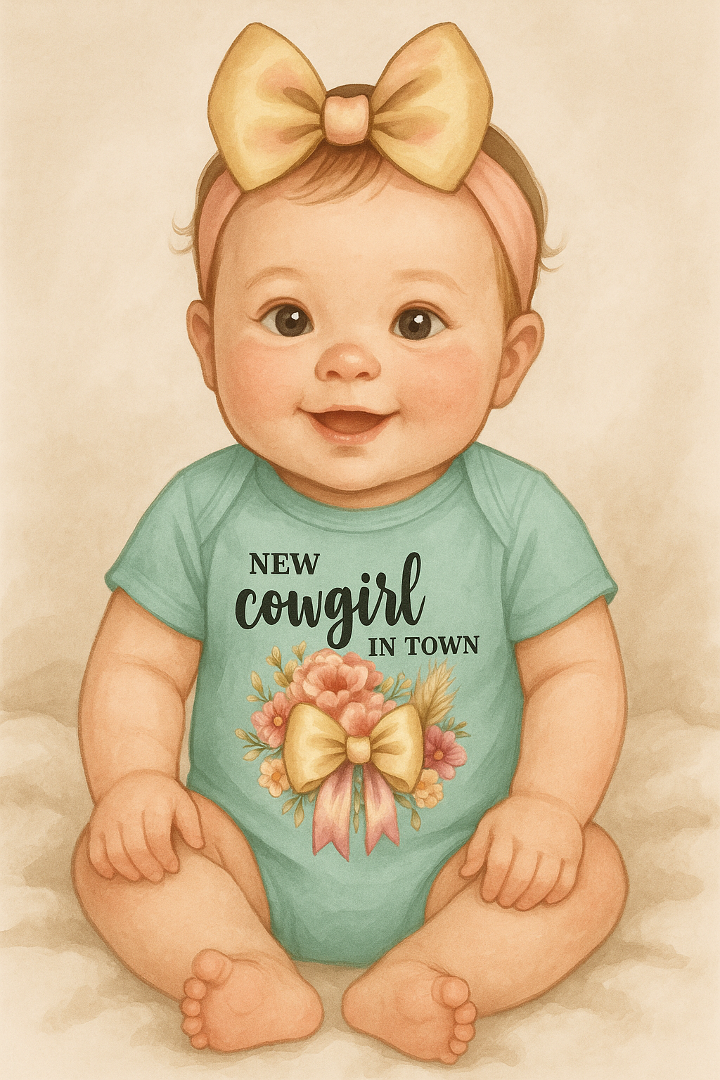 Cow Girl Bow Onesie - Rust & Redemption Collection