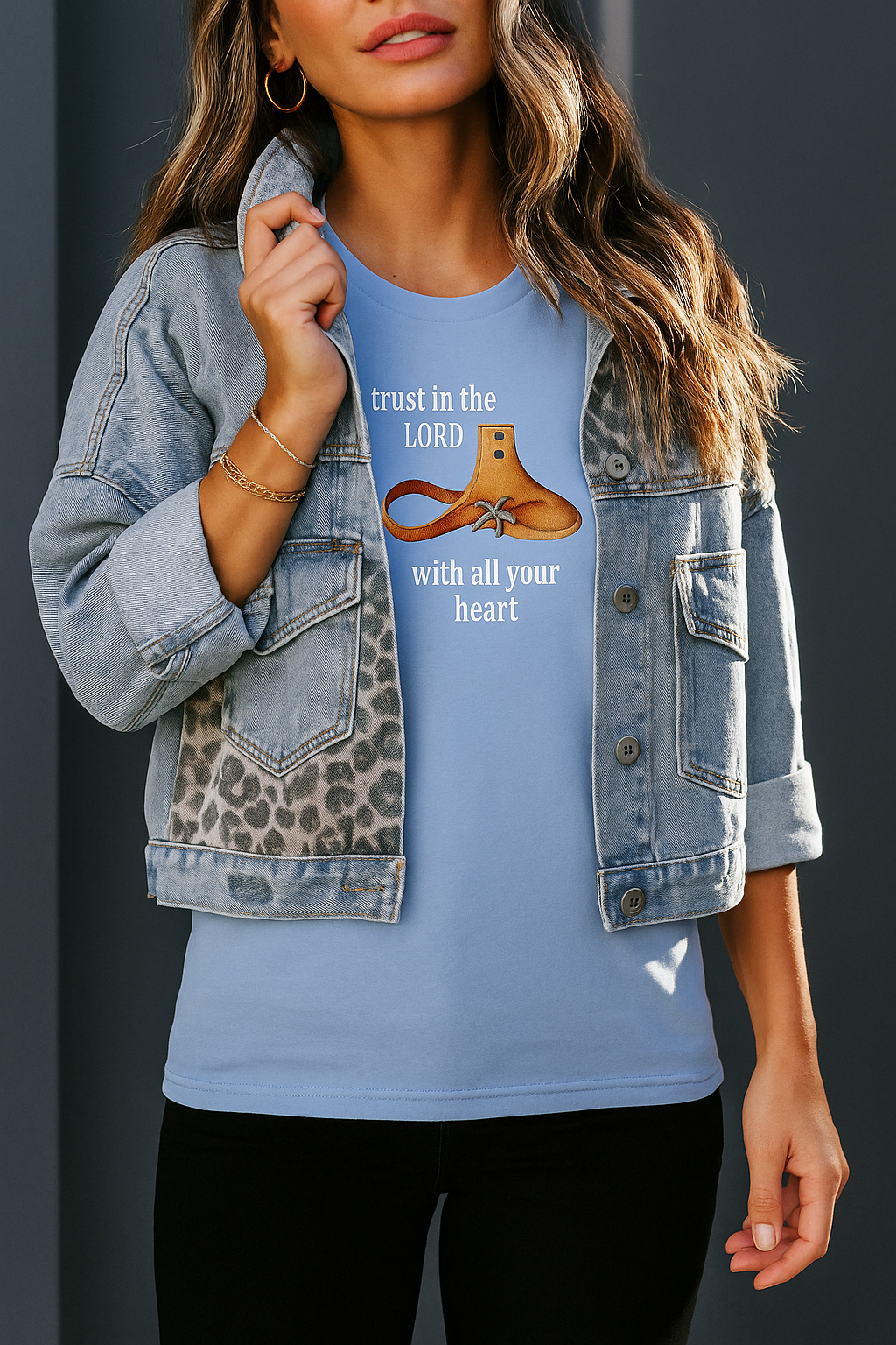 🧥Leopard Patch Denim Jacket - Rust & Redemption Collection