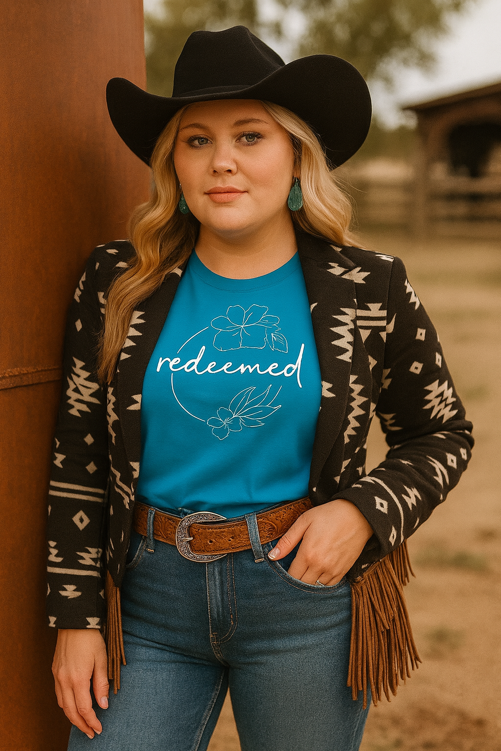 Redeemed Floral Circle Tee - Rust & Redemption Collection