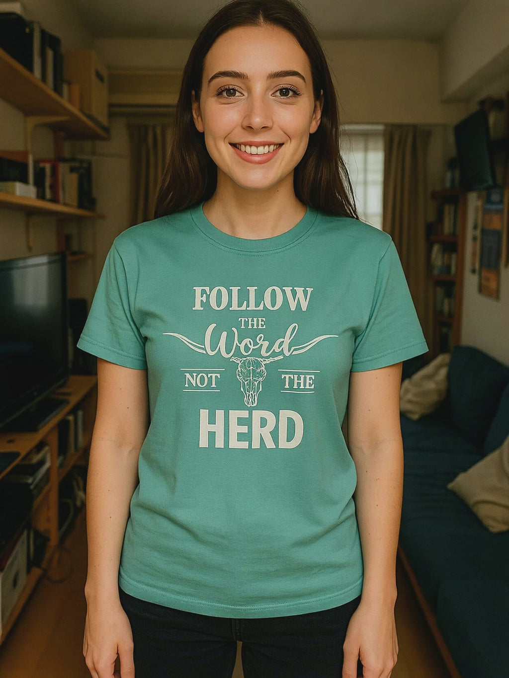 Follow the Word, Not the Herd Shirt – Western Christian Graphic Tee- rust & Redemption Collection